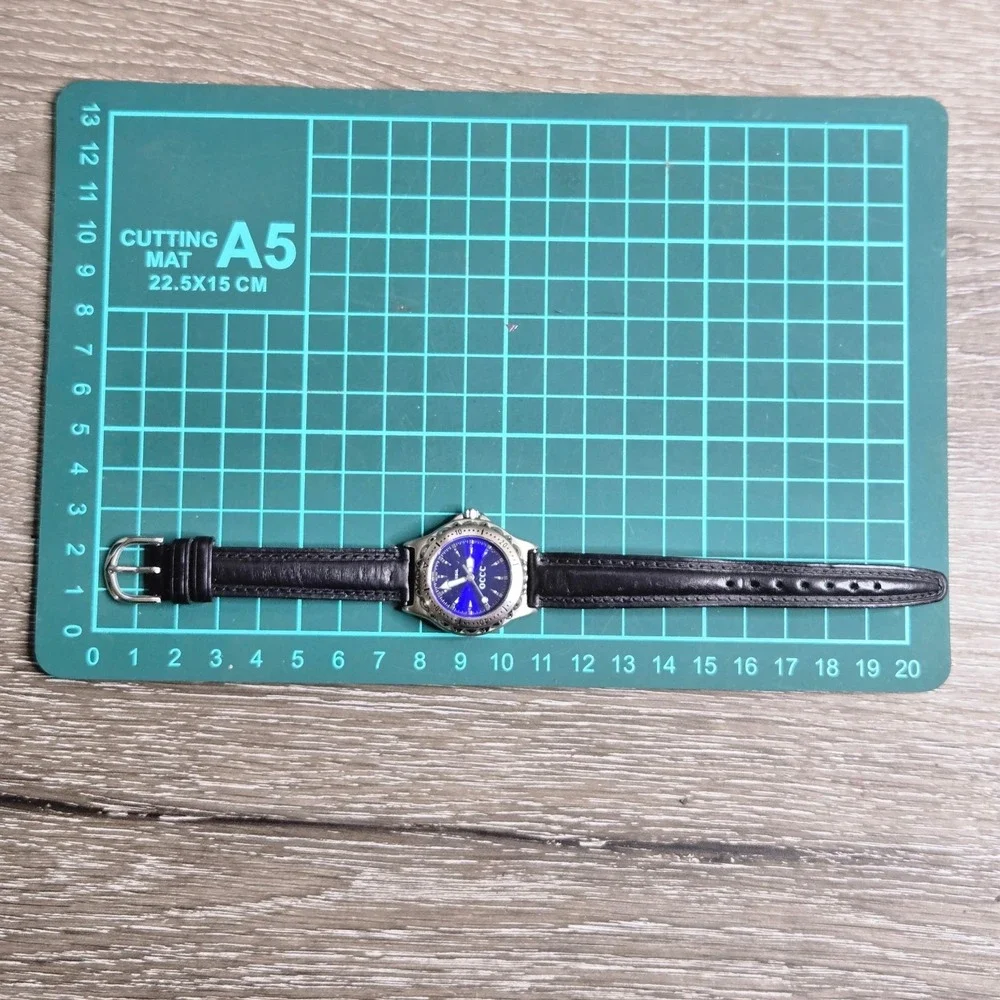 Fossil Blue PR5056 Quartz Watch Blue Dial OCCC Logo Black Leather Strap Working